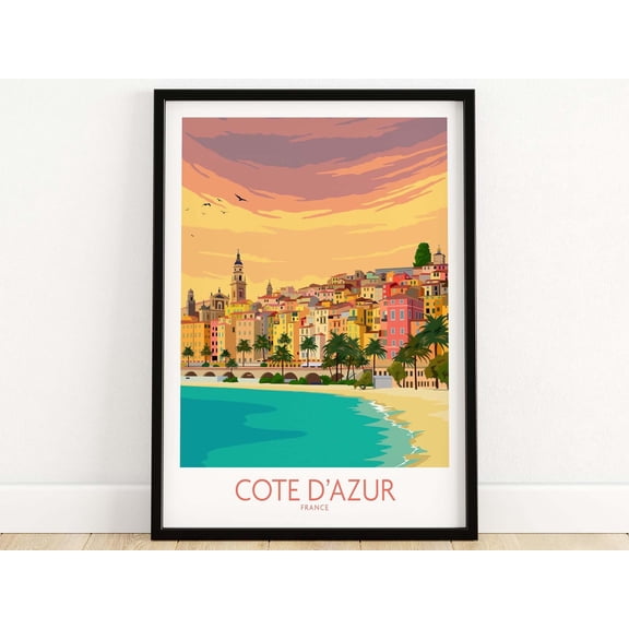 Cote damp39Azur print Cte dAzur Poster French Riviera Travel Poster