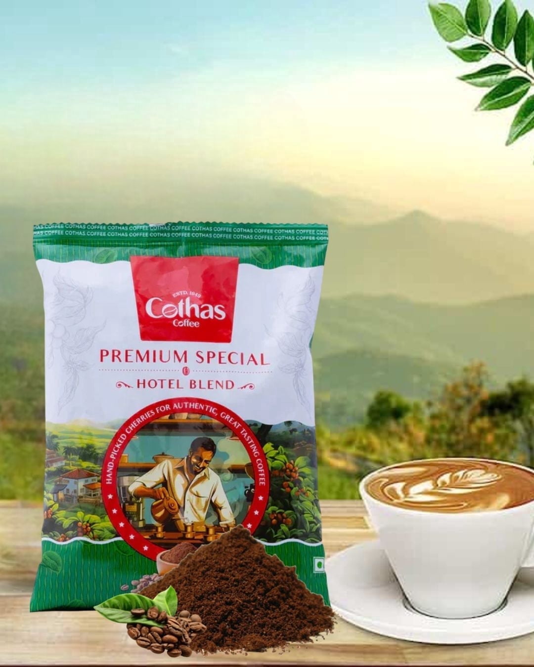 Cothas Coffee Traditional Hotel Blend Medium Dark Roast Ground, 500g (pack of 3), Nut Free