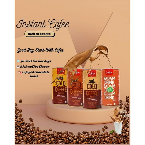 Cothas Ready To Drink Chilled Beverages Combo - Cold Coffee Classic, Bon Bon, Mocha & Badam Drink - Pack Of 6