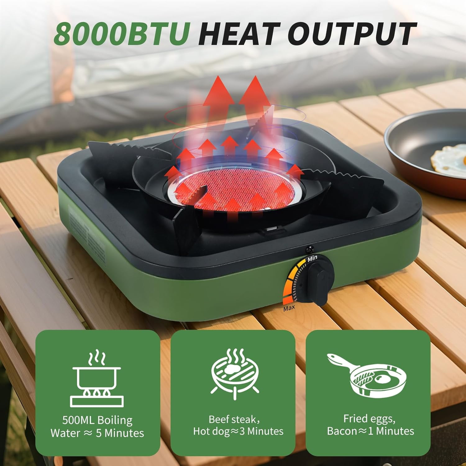 Cothb X Portable Propane Camping Stove - Single Burner Propane Camp Stove with 10.6 Inch Carry Bag, Windproof Design & Gas Hose for Outdoor Camping, Tailgating, Fishing, Hunting