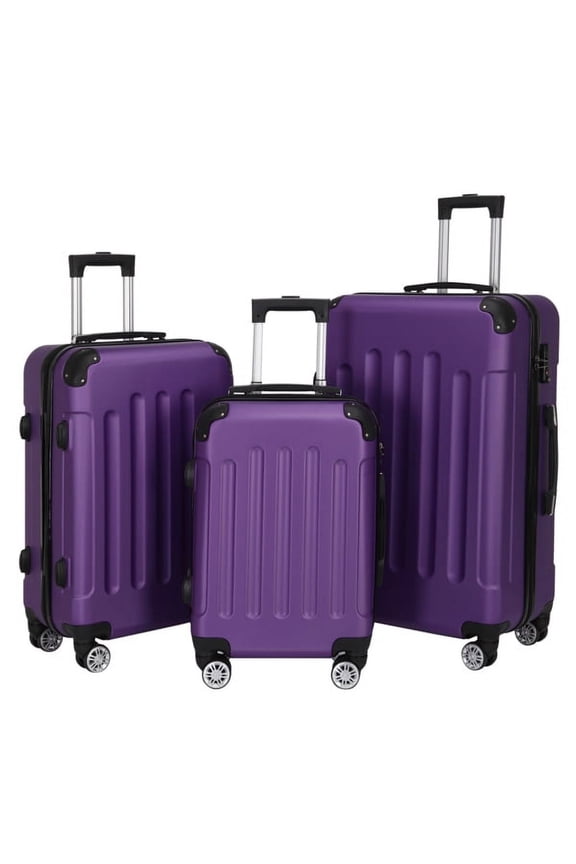 3 Piece Luggage Sets Hardshell Lightweight Suitcase with TSA Lock Spinner Wheels,Purple