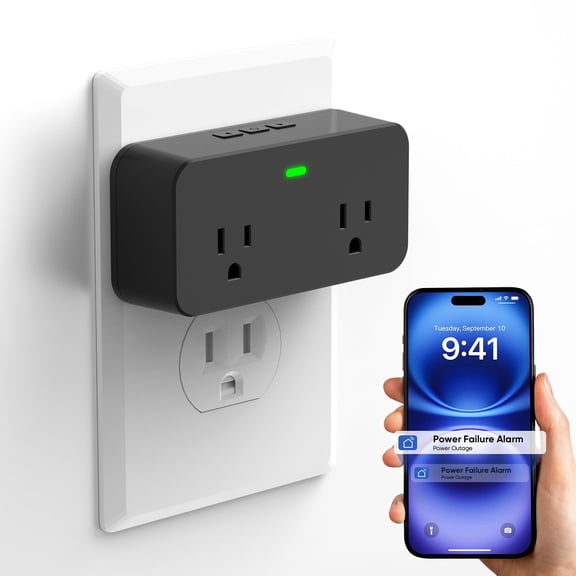 Cotinse Alarm Wireless WiFi Alert 2.4GHz,Power Failure Alarm with 2 Socket, 110dB Power Loss Alert with LED Indicator,Blackout Alert for GFCI Trips,Refrigerator,Freeze