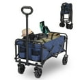 thumbnail image 1 of Cotinse Collapsible Garden Folding Cart, 220lbs Capacity Utility Wagon with 600D Oxford Cloth & Steel Frame, Portable Flat Folding Trolley, Blue, 1 of 14