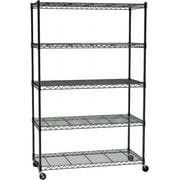 Cotiro 5-Tier 76 High Adjustable Storage Rack, Heavy-Duty Wire Rack with Wheels and Adjustable Feet