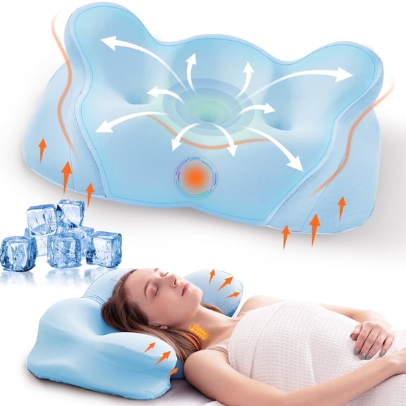 Cotiro Cervical Neck Pillow, Queen Blue, Adult, 15"Lx7"W, 3.08 Lb