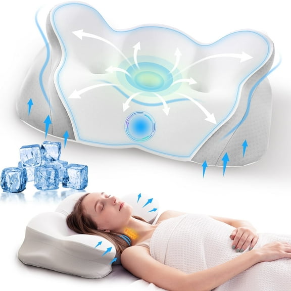 Cotiro Cervical Neck Pillow, Pillow for Neck Pain Relief, Memory Foam Neck Pillow, Adjustable Cervical Pillow Cozy Sleeping, for Neck And Shoulder Pain Relief, White, Adult, 24'', 2.64 Lb