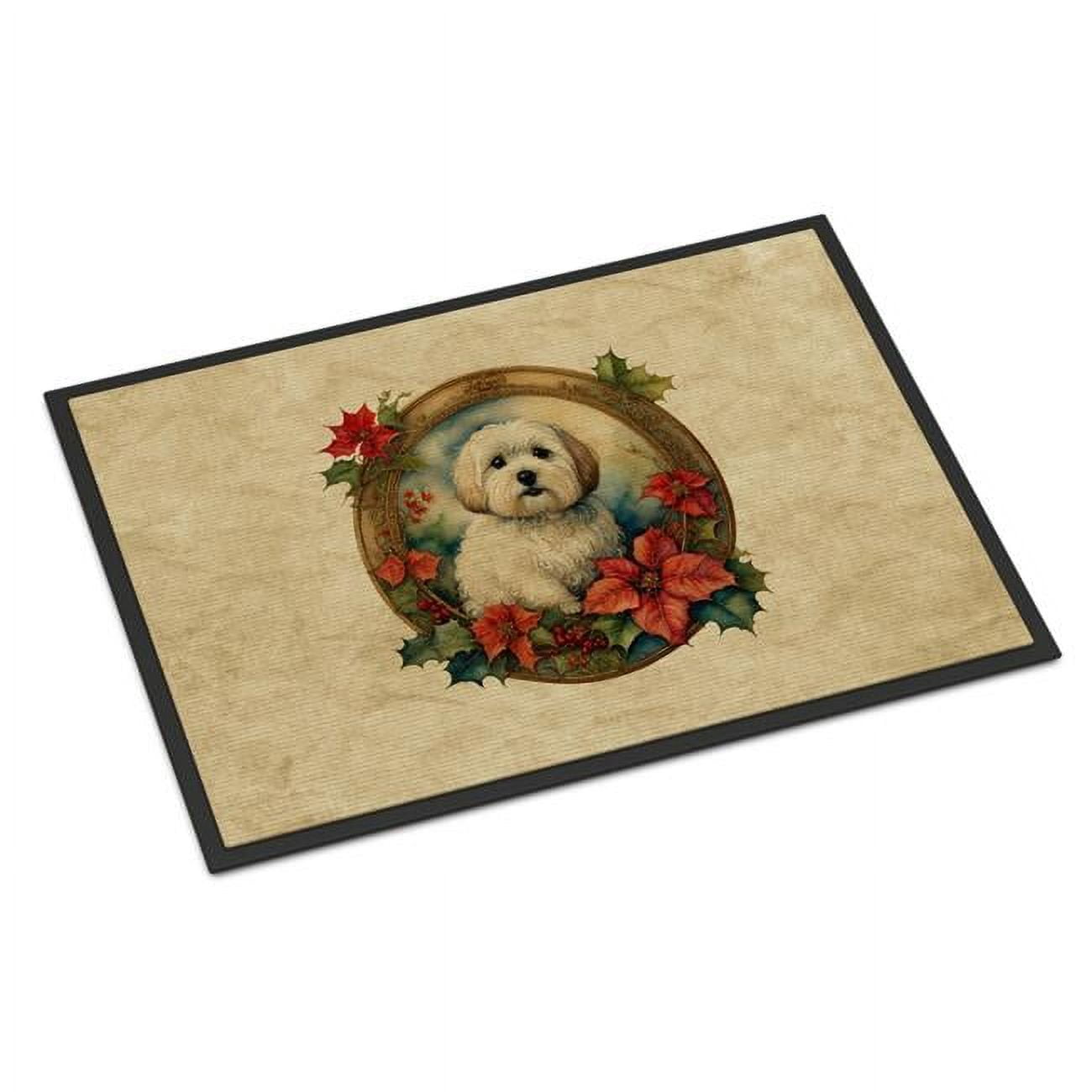 Coton De Tulear Christmas Flowers Doormat DAC2351