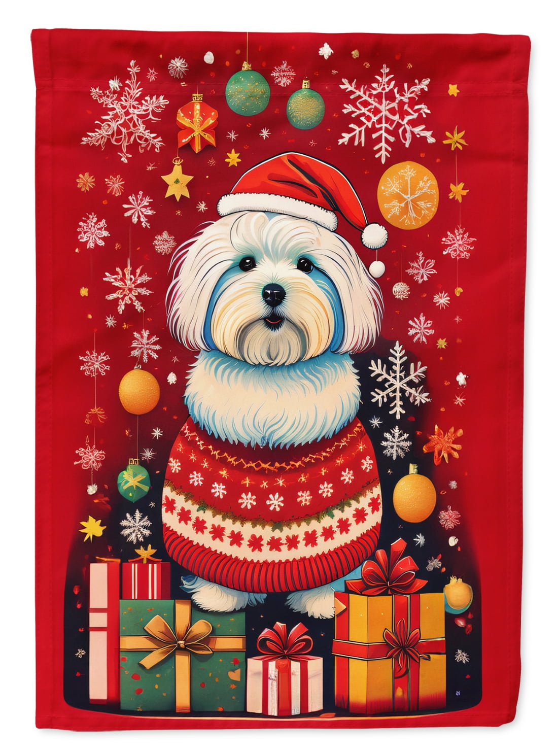 Coton De Tulear Holiday Christmas House Flag 28 in x 40 in