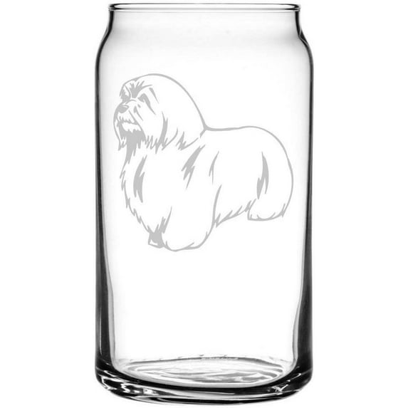Coton de Tulear Dog Themed Etched All Purpose 16oz Libbey Can Glass