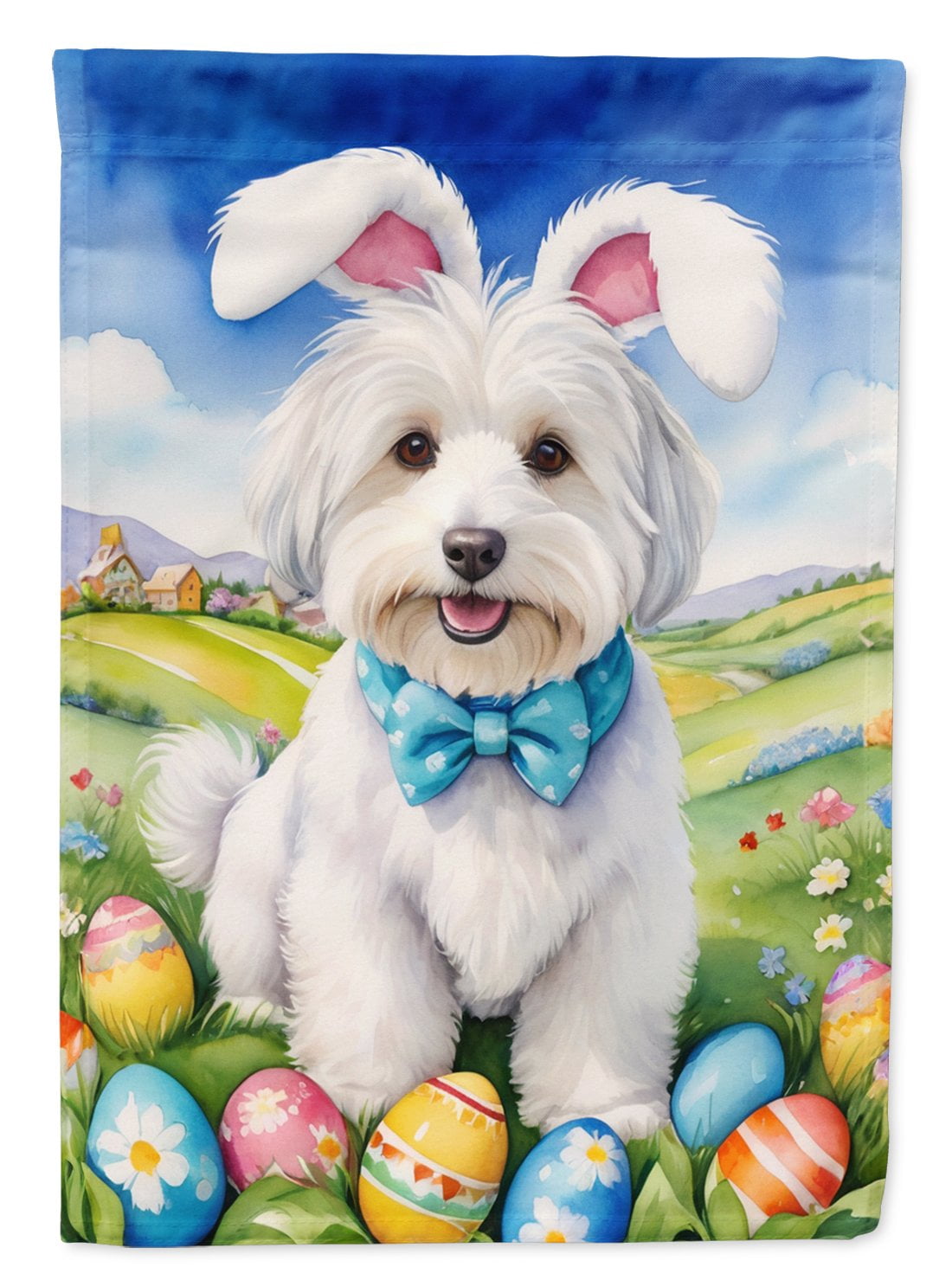 Coton de Tulear Easter Egg Hunt House Flag