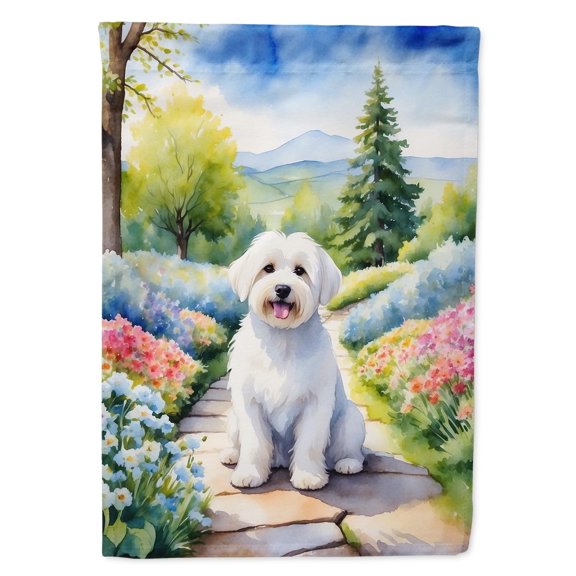 Coton de Tulear Spring Path Garden Flag 11.25 in x 15.5 in