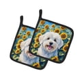 thumbnail image 1 of Coton de Tulear in Sunflowers Pair of Pot Holders 7.5 in x 7.5 in, 1 of 2