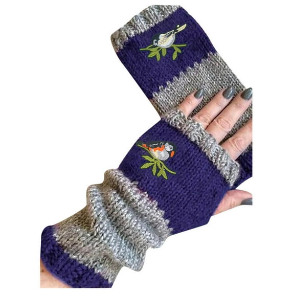 Cotonie Autumn and Winter New Style Fashion Warmth Stitching Embroidered Gloves Women