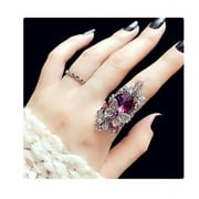 Cotonie Fashion jewelry Retro sapphire & Amethyst inlay Butterfly ring 2pcs