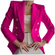 Cotonie Gold Button Womens Casual Blazer Work 0Ffice Business Jackets Open Front Long Sleeve Cardigan Hot Pink,L