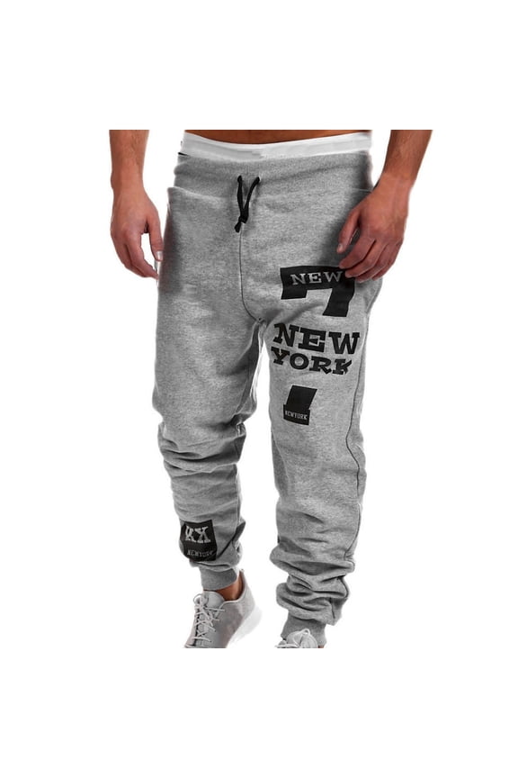 Men's Graphic Sweatpants Harem Casual Drawstring Baggy Trousers Hiphop Dance Jogger Sweatpants Athletic Running Gym Jogger Pants with Pocket