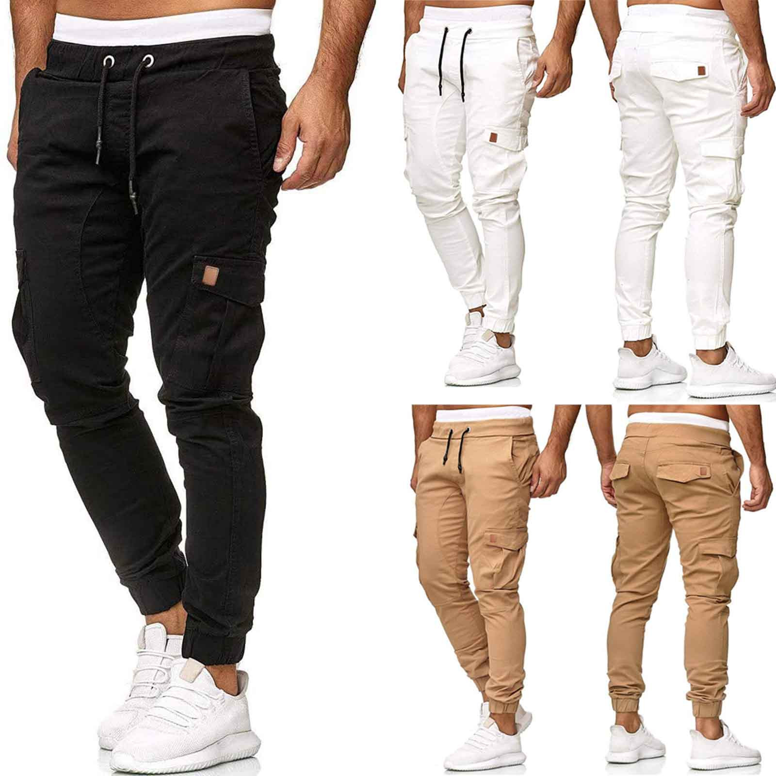 Cotonie Mens Sweatpants Solid Casual Jogger Pants Drawstring Outdoor  Fitness Pants Cargo Pants Trousers 