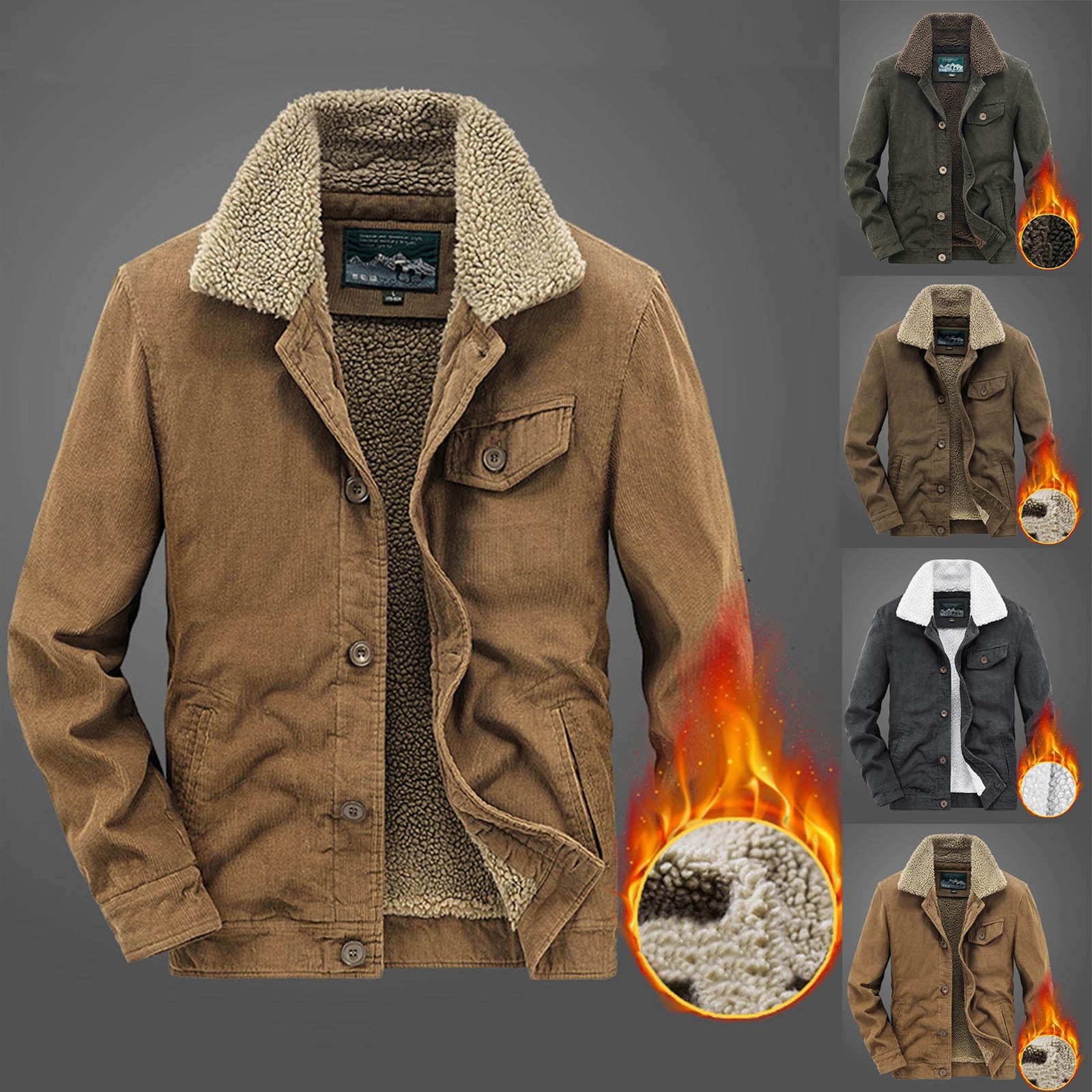 Mens corduroy clearance jacket fur collar