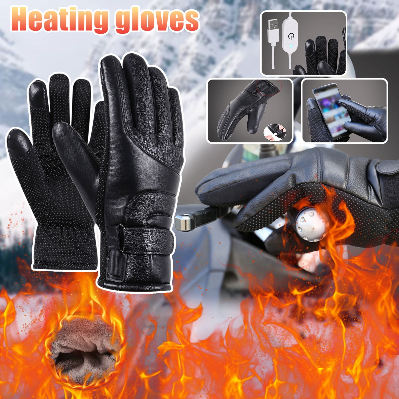 Cotonie Winter Waterproof Gloves USB Power Bank Heating Gloves Warm