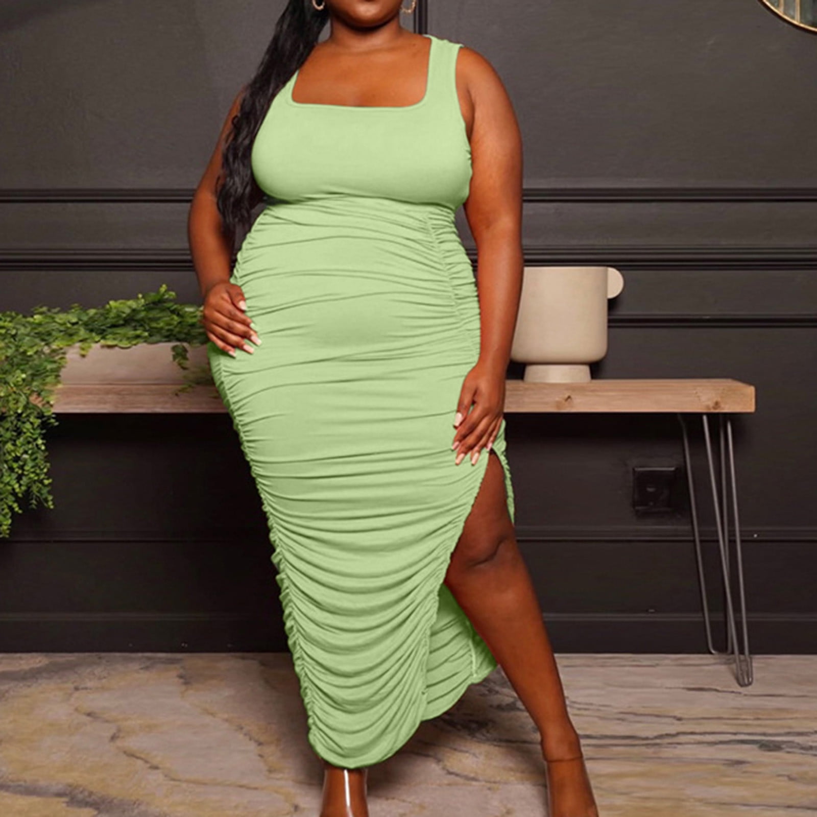 Plus size shop lime green dress