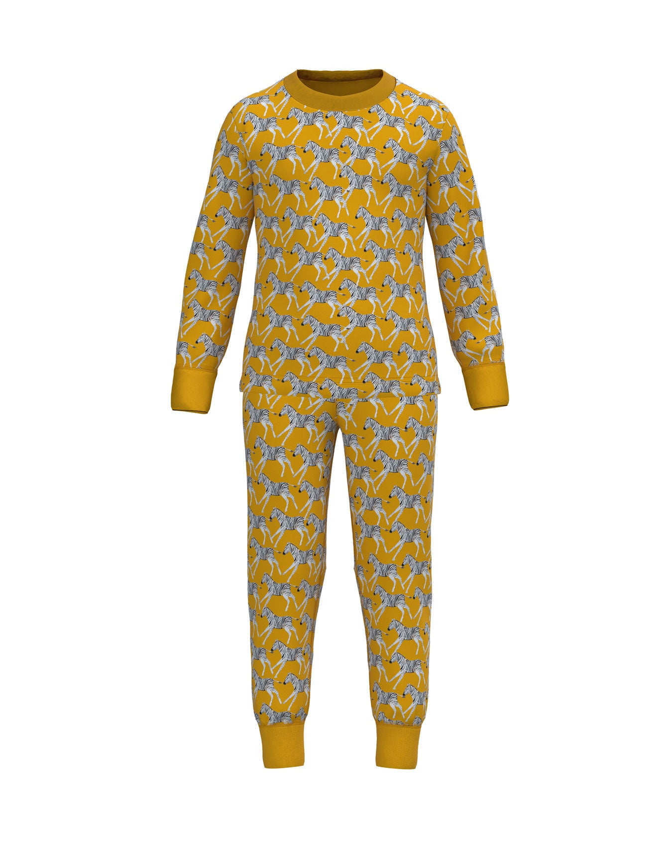 Cotonly STROLL Kids PJ Set - Yellow Zebra Animal Print Pajama Set for ...