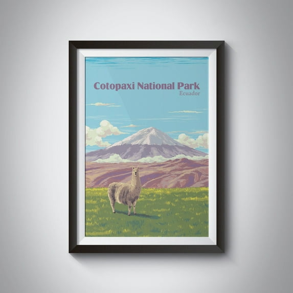 Cotopaxi National Park Poster, Ecuador, South America, Napo, Pichincha Province, Quito, Cotopaxi Volcano, Vintage Travel Print, Limpiopungo Wall Art, Modern Wall Decor, 8x12 UNFRAMED