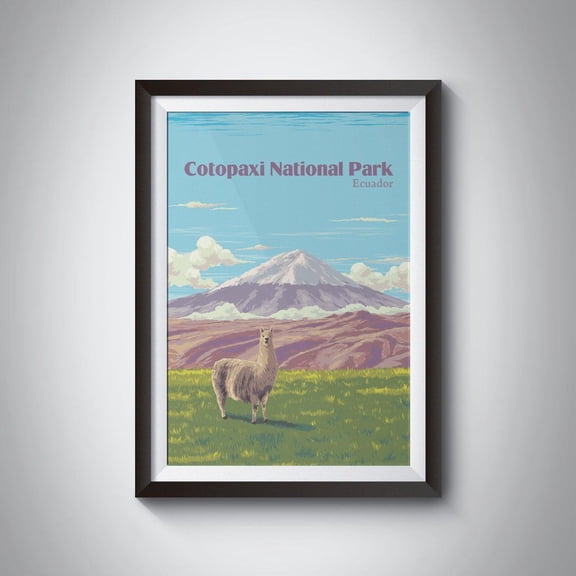 Cotopaxi National Park Poster Ecuador South America Napo Pichincha Province Quito Cotopaxi Volcano Vintage Travel Print Limpiopungo