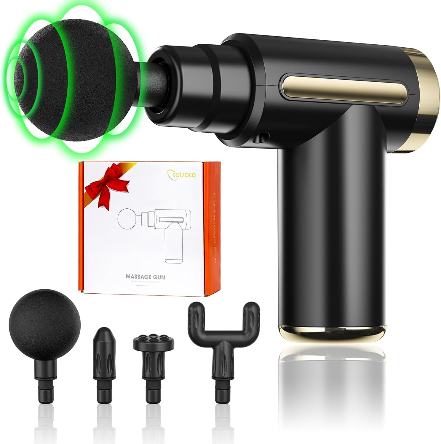 Cotsoco Mini Massage Gun, Cordless Handheld Deep Tissue Muscle Massager 6 Speeds Percussion Massage Device Super Quiet with Intelligent Pressure Sensing System