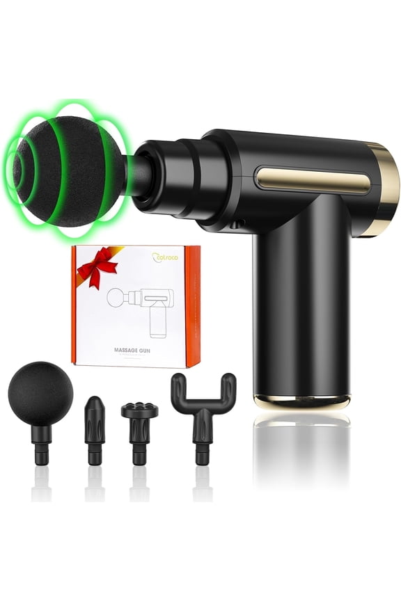 Mini Massage Gun, Cordless Handheld Deep Tissue Muscle Massager 6 Speeds Percussion Massage Device Super Quiet with Intelligent Pressure Sensing System