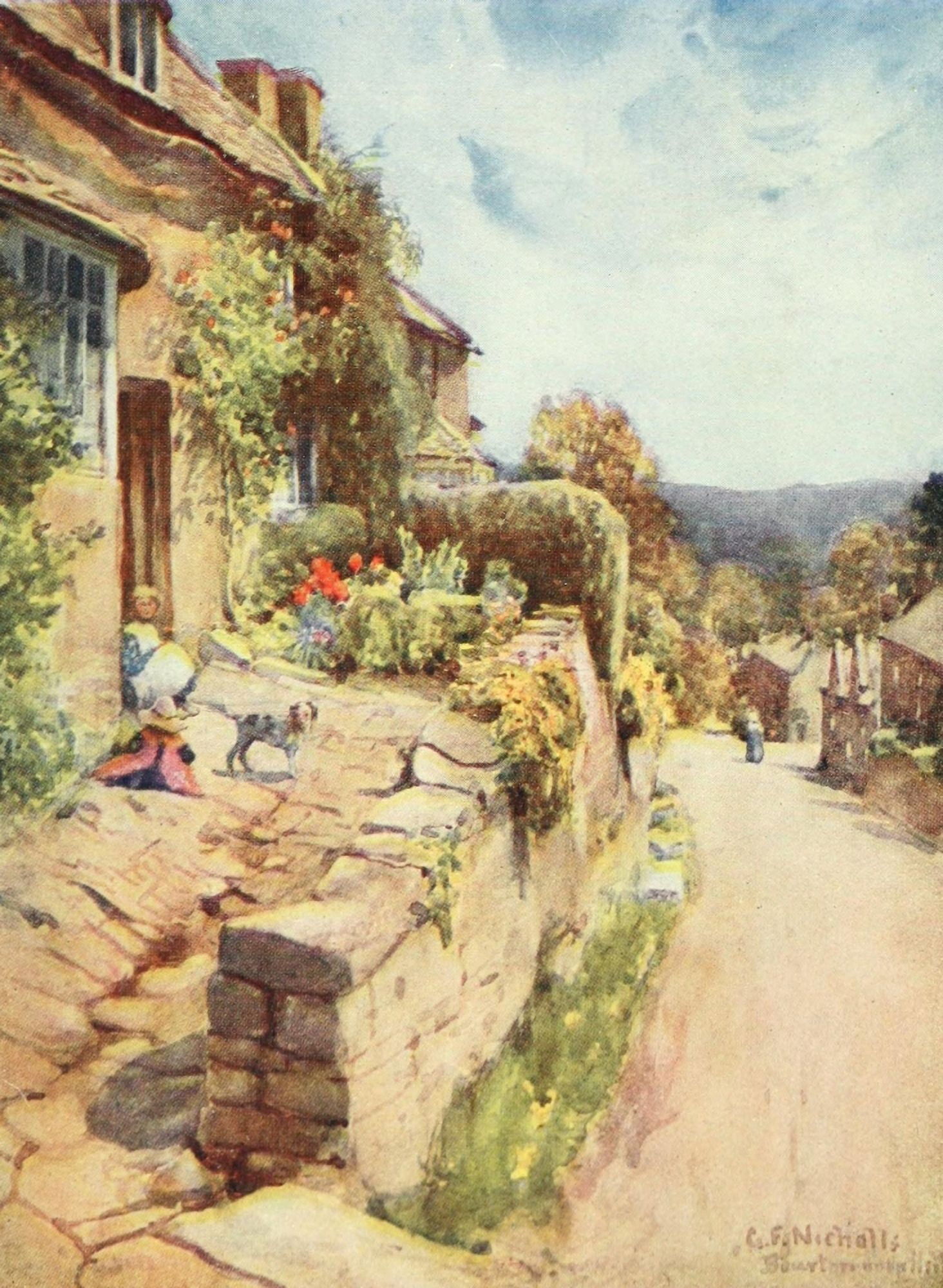 Cotswolds 1920 Bourton on the Hill Canvas Art - George F Nicholls (18 x 24)