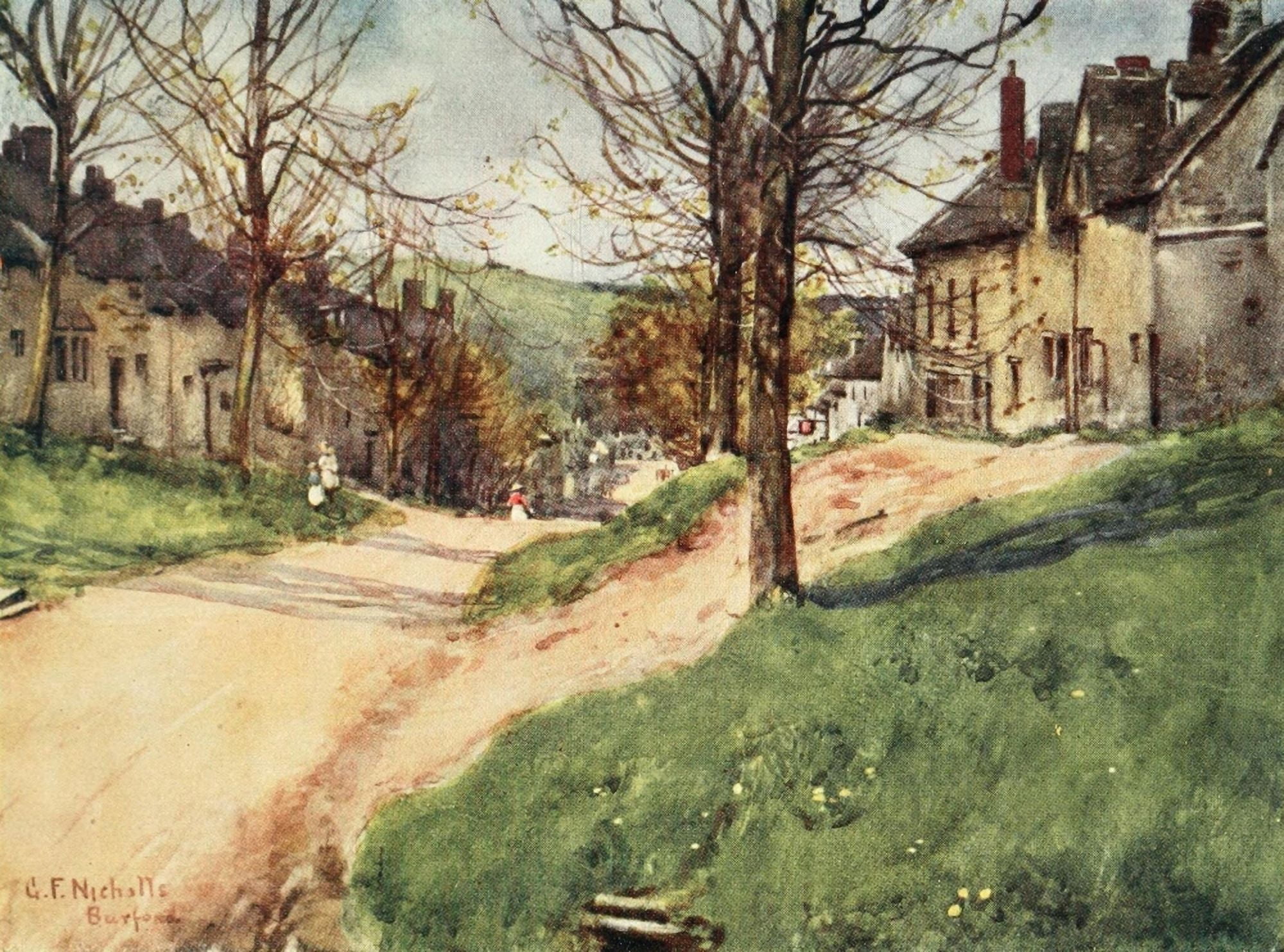 Cotswolds 1920 Burford Canvas Art - George F Nicholls (18 x 24)