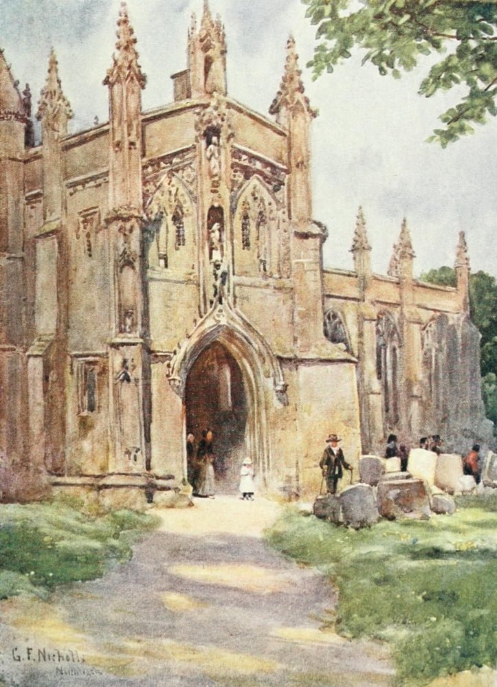 Cotswolds 1920 Church Porch Northleach Canvas Art - George F Nicholls (18 x 24)