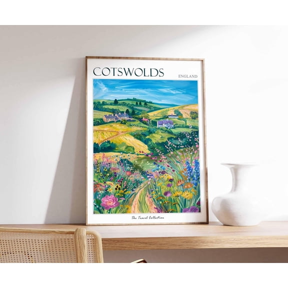 Cotswolds England Countryside Travel British Landscape Wall Art Poster Decor