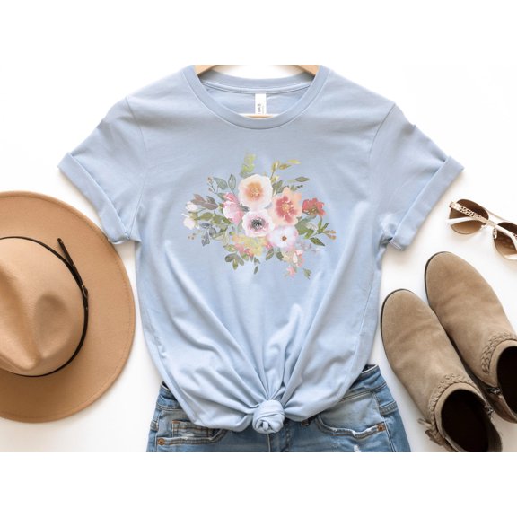 Cottagaecore Soft Watercolor Floral T-Shirt
