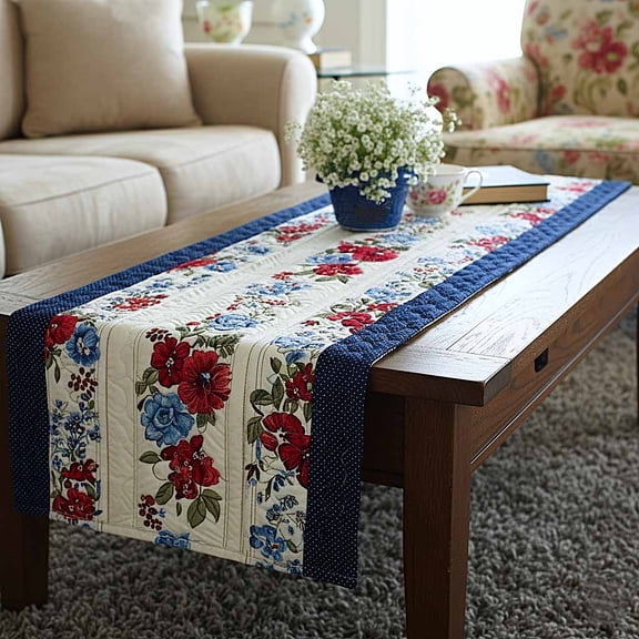 Cottage Americana Quilted Table Runner