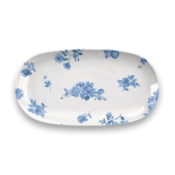 Cottage Blue Floral Platter,Small, 12.9"x6.9"