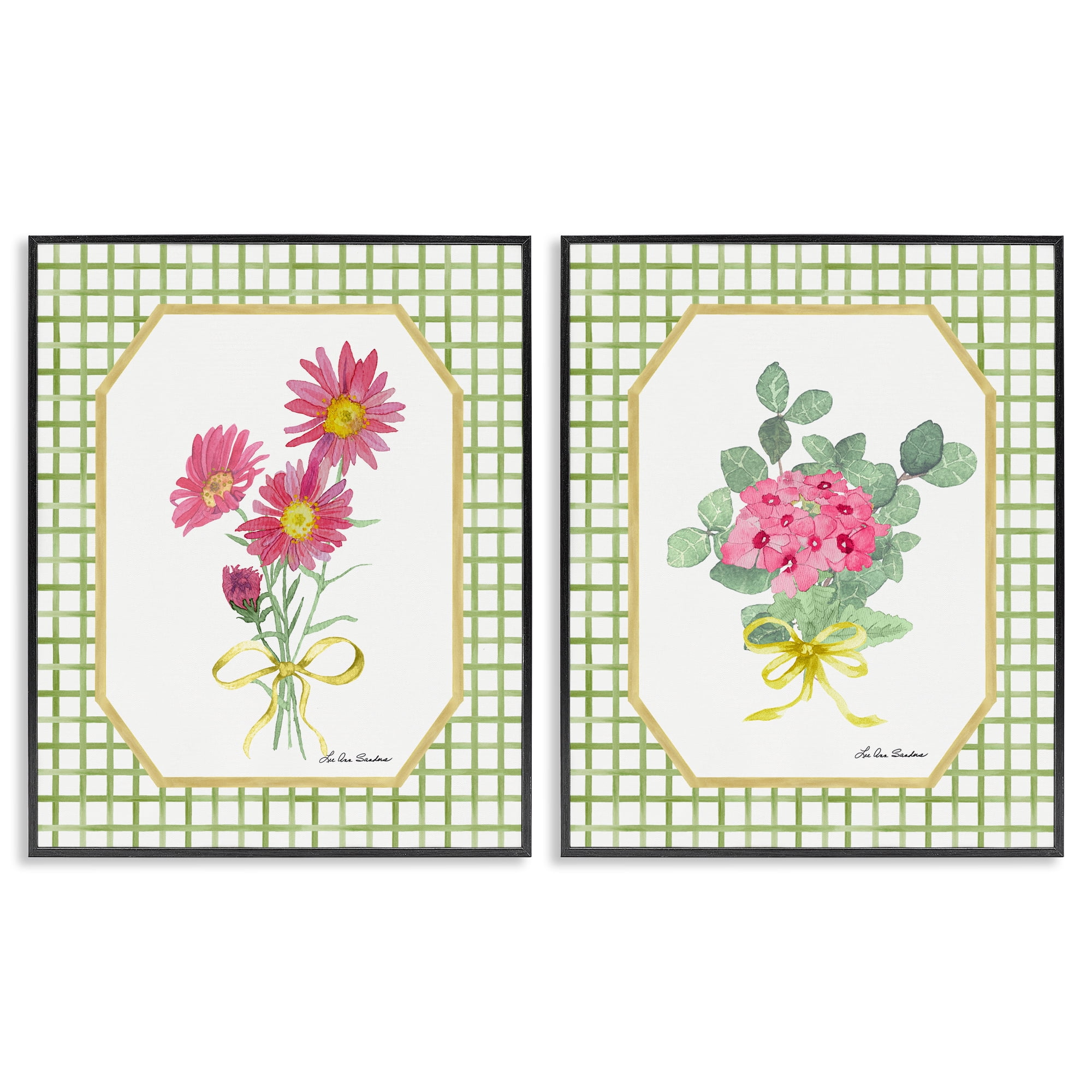 Cottage Botanical Story 2 Piece Black Framed Giclee Art Set, design by Lee Ann Sanders