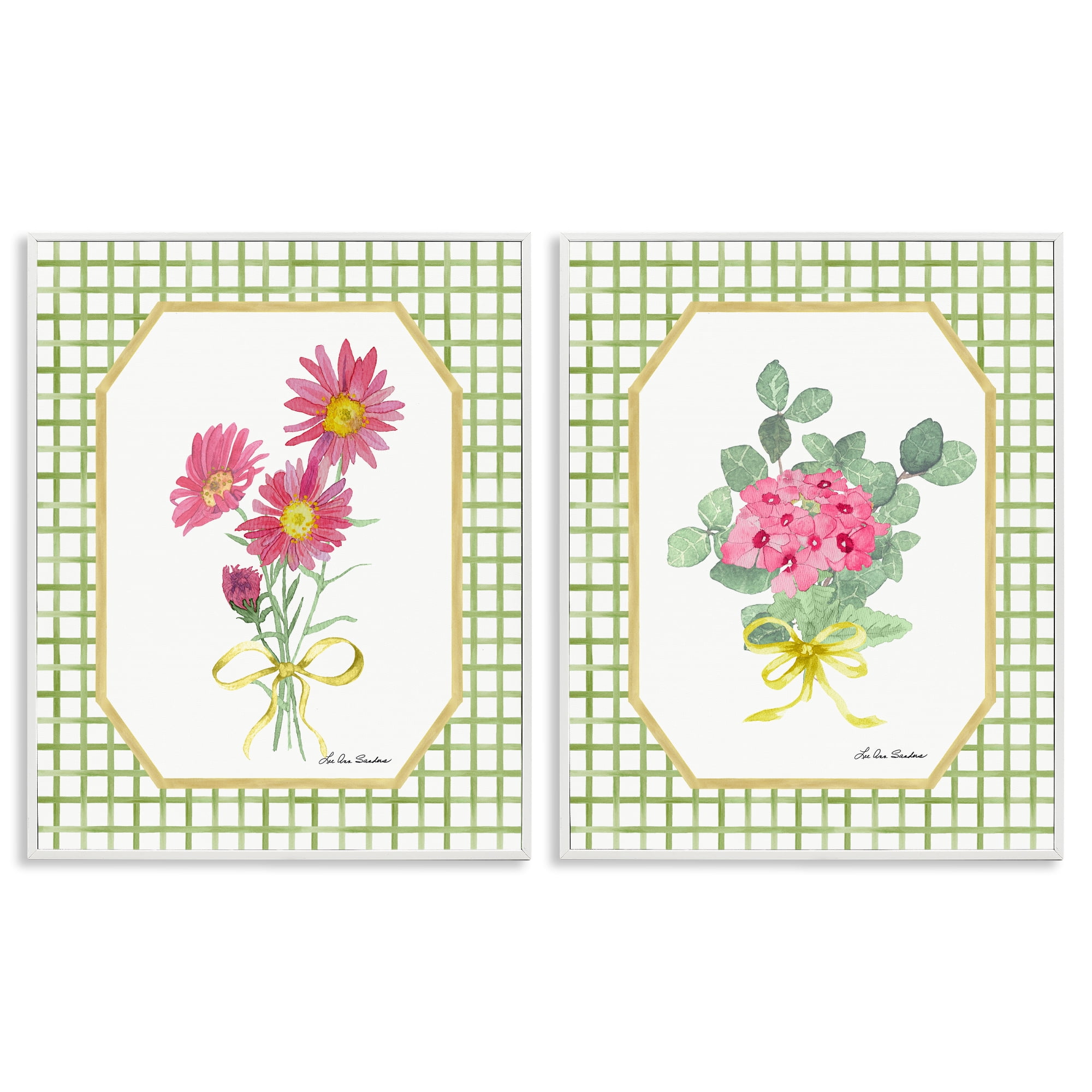 Cottage Botanical Story 2 Piece White Framed Giclee Art Set, design by Lee Ann Sanders