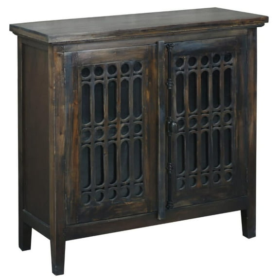 Sunset Trading Cottage Carved 39" Solid Wood Cabinet in Distressed Brown