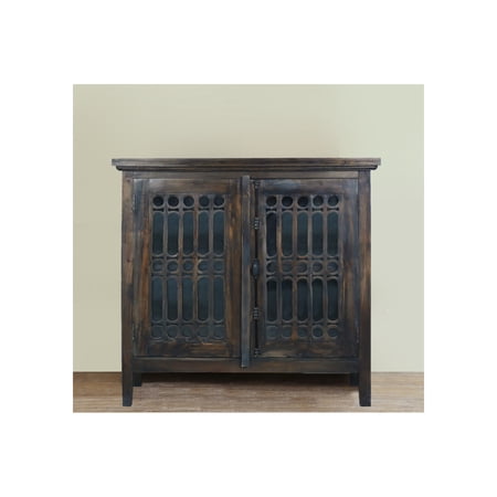 Sunset Trading Cottage Carved 39" Solid Wood Cabinet in Distressed Brown