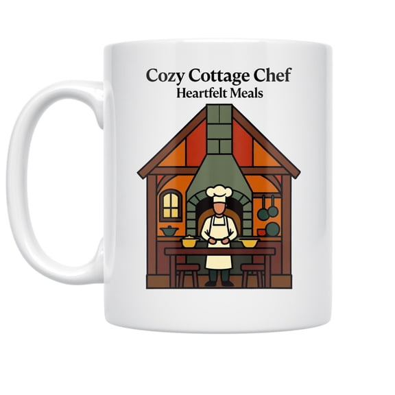 Cottage Chef 11 oz Coffee Mug - Stained Glass Design for Home Cooks White Ceramic gift