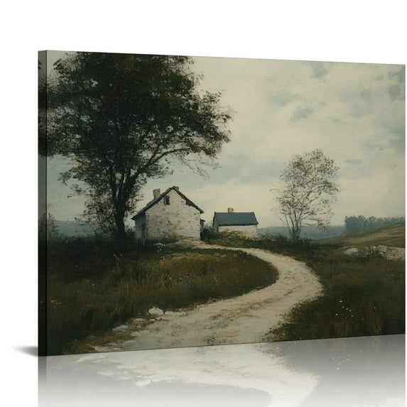 Cottage - Classic Countryside Art Print 20x16 Unframed - Serene Rural Wall Decor