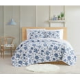 thumbnail image 1 of Cottage Classics Estate Bloom Blue Cotton 3-Piece King Quilt Set, floral themed, for Men and Women, OEKO-TEX Certified Confidence, 1 of 5