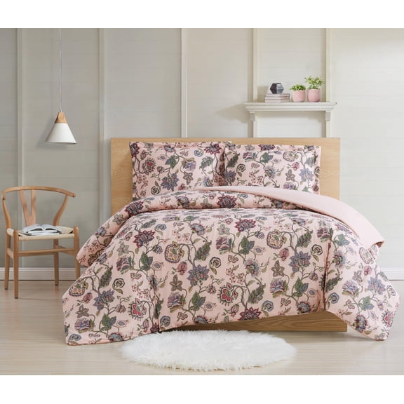 Cottage Classics Contemporary 200 Thread Count Floral 3 Pieces Comforter Set, Full/Queen