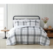 Cottage Classics Cottage Plaid White and Black Cotton 2-Piece Twin XL Comforter Set, plaid themed, for Men and Women, OEKO-TEX Certified Confidence