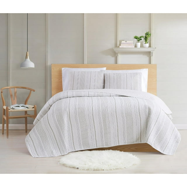 Cottage Classics White Cotton Quilts, TwinXL, (2 Count)