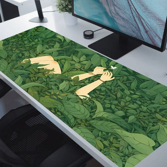 Cottage Core Decor Green Mouse Pad Extended Gaming Desk Mat Non-Slip Desk Pad with  Stitched Edge Laptop Computer Keyboard Mousepad for Office Home