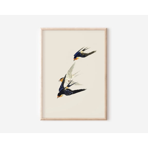 Cottage Core Neutral Vintage Bird Minimalist Laundry Room Poster Unframed Paper Print