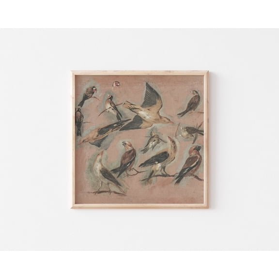 Cottage Core Vintage Bird Spring Neutral Poster Unframed Paper Print