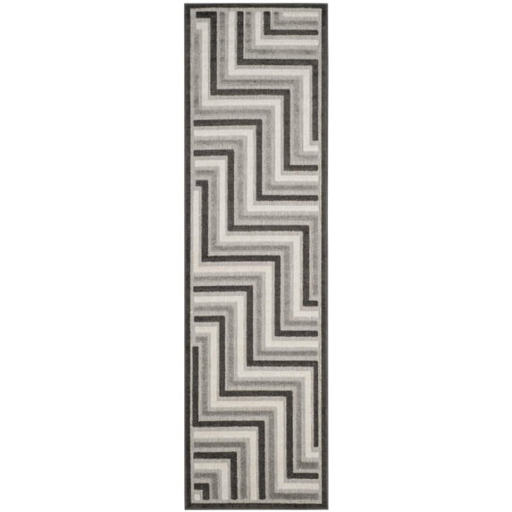 Cottage Cream/Blue Large Rectangle Rug-Color:Dark Grey/Light Grey,Shape:Runner,Size:2'-3" X 8'